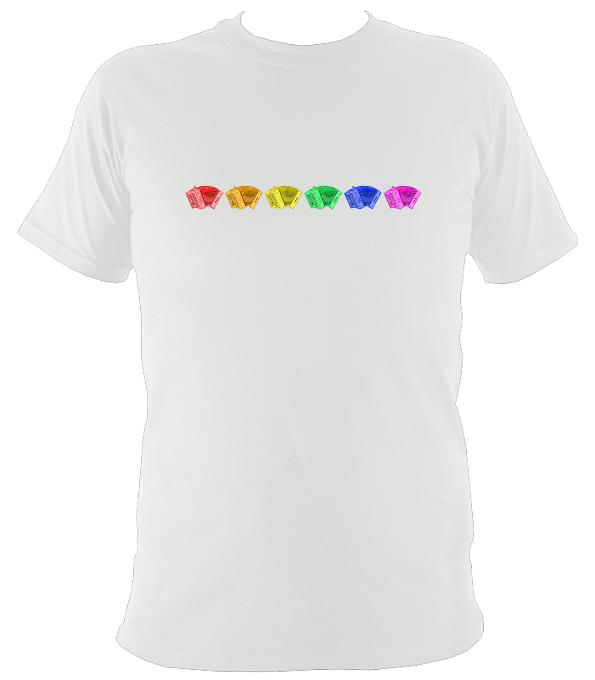 Rainbow of Melodeons T-shirt - T-shirt - White - Mudchutney