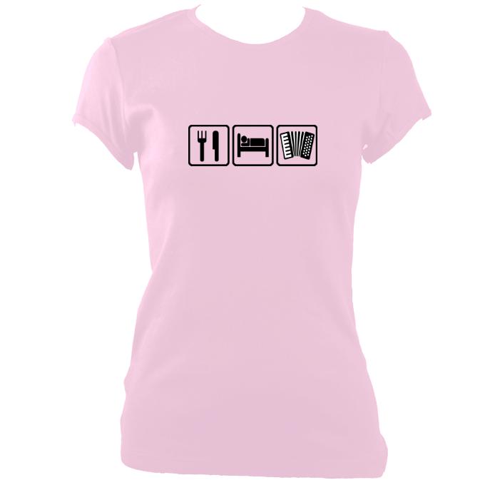 Eat, Sleep, Play Accordion Ladies Fitted T-shirt-Women's fitted t-shirt-Mudchutney