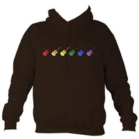 Rainbow Coloured Row of Guitars Hoodie-Hoodie-Hot chocolate-Mudchutney