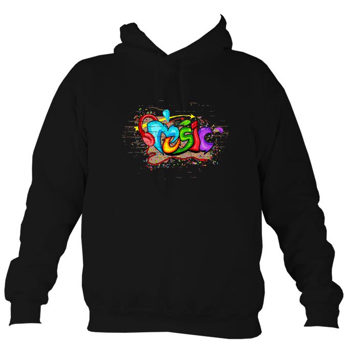 Music Graffiti Hoodie-Hoodie-Jet black-Mudchutney