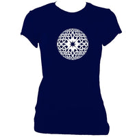 update alt-text with template Celtic Globe Ladies Fitted T-shirt - T-shirt - Navy - Mudchutney