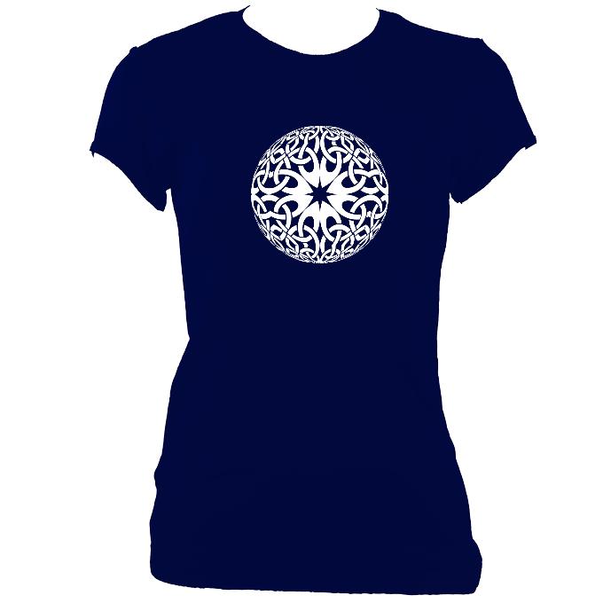 update alt-text with template Celtic Globe Ladies Fitted T-shirt - T-shirt - Navy - Mudchutney