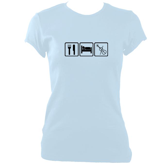 update alt-text with template Eat, Sleep, Play Fiddle Ladies Fitted T-shirt - T-shirt - Light Blue - Mudchutney