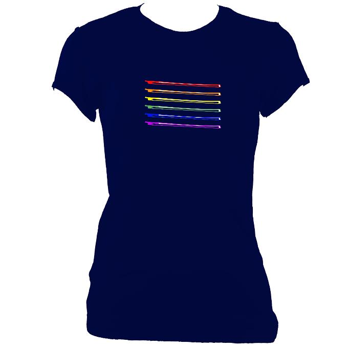 update alt-text with template Rainbow Bows Ladies Fitted T-shirt - T-shirt - Navy - Mudchutney