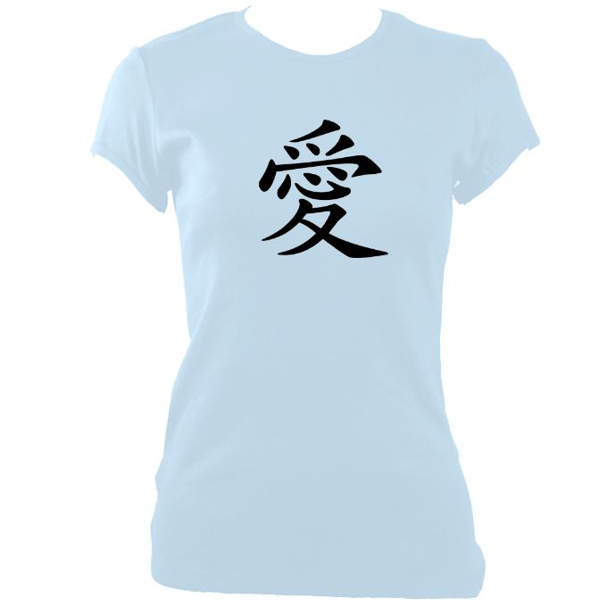 update alt-text with template Japanese "Love" Symbol Ladies Fitted T-shirt - T-shirt - Light Blue - Mudchutney