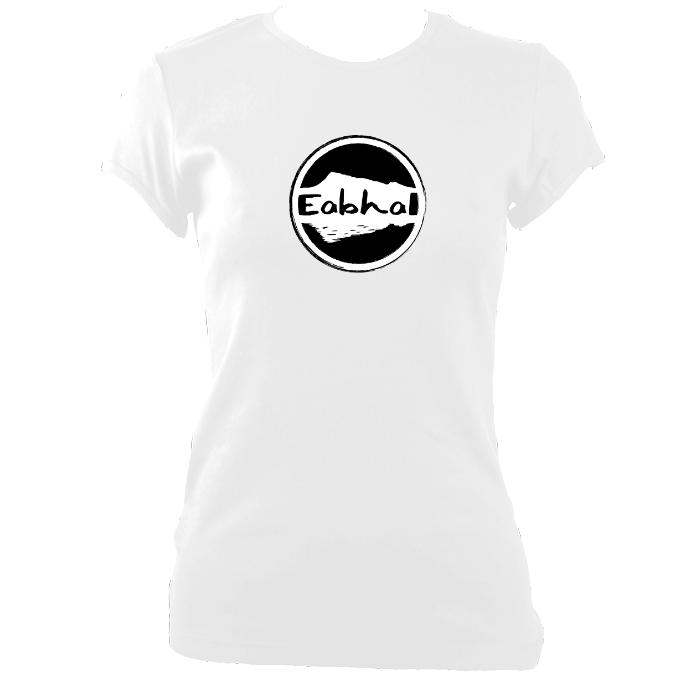 update alt-text with template Eabhal Large Logo Ladies Fitted T-shirt - T-shirt - White - Mudchutney