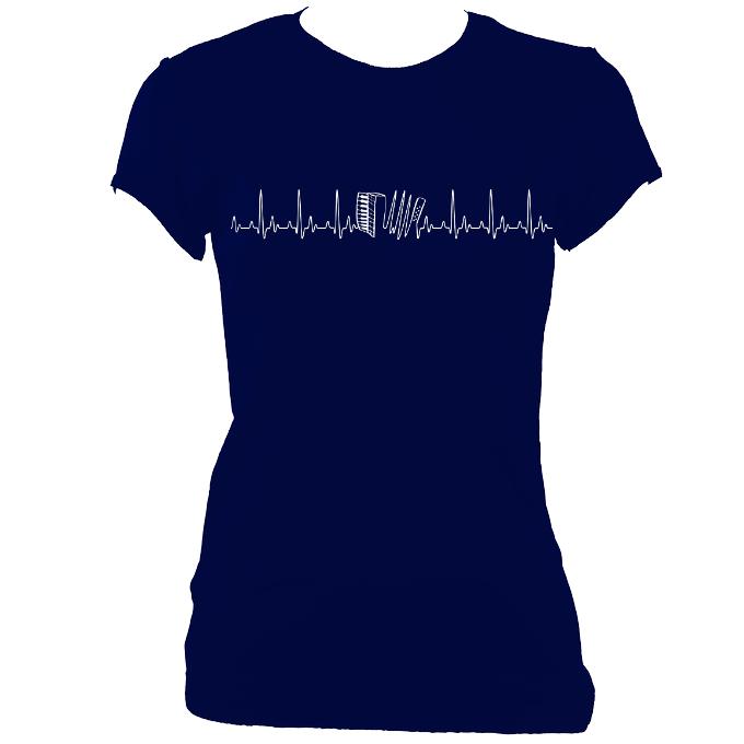 update alt-text with template Heartbeat Accordion Ladies Fitted T-shirt - T-shirt - Navy - Mudchutney