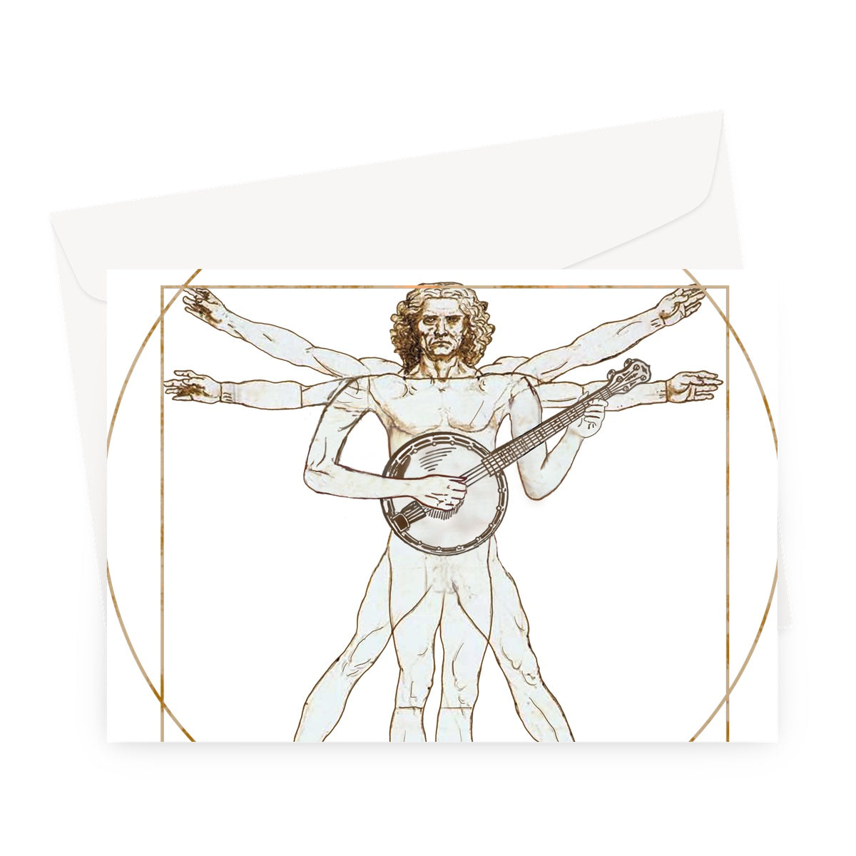 Da Vinci Vitruvian Man Banjo Greeting Card