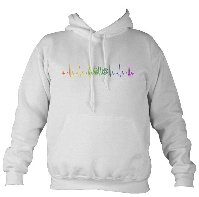 Heartbeat Concertina in Rainbow Colours Hoodie-Hoodie-Ash-Mudchutney