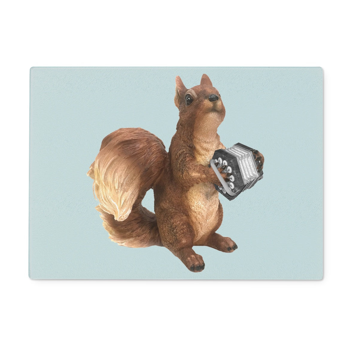 Concertina Playing Squirrel Glass Chopping Board