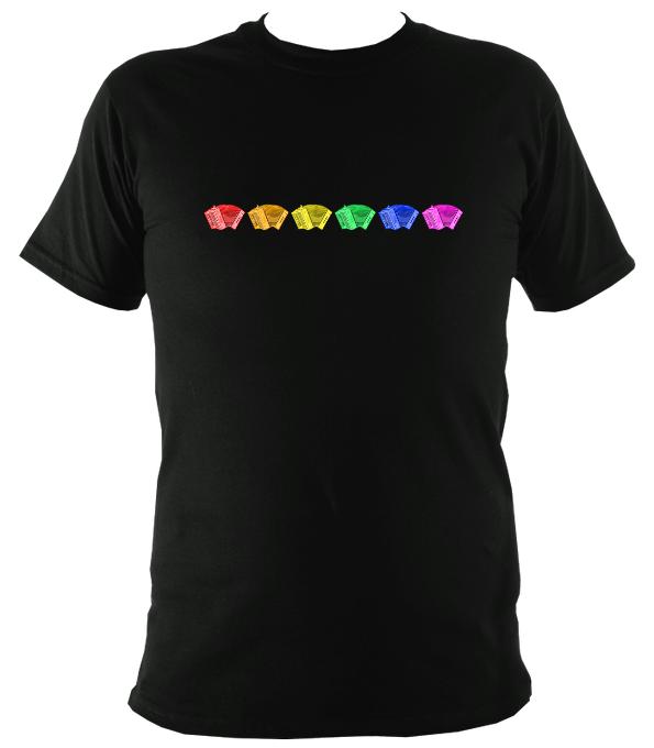 Rainbow of Melodeons T-shirt - T-shirt - Black - Mudchutney