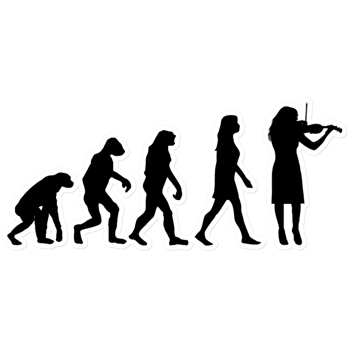 Evolution of Female Fiddle Players Sticker