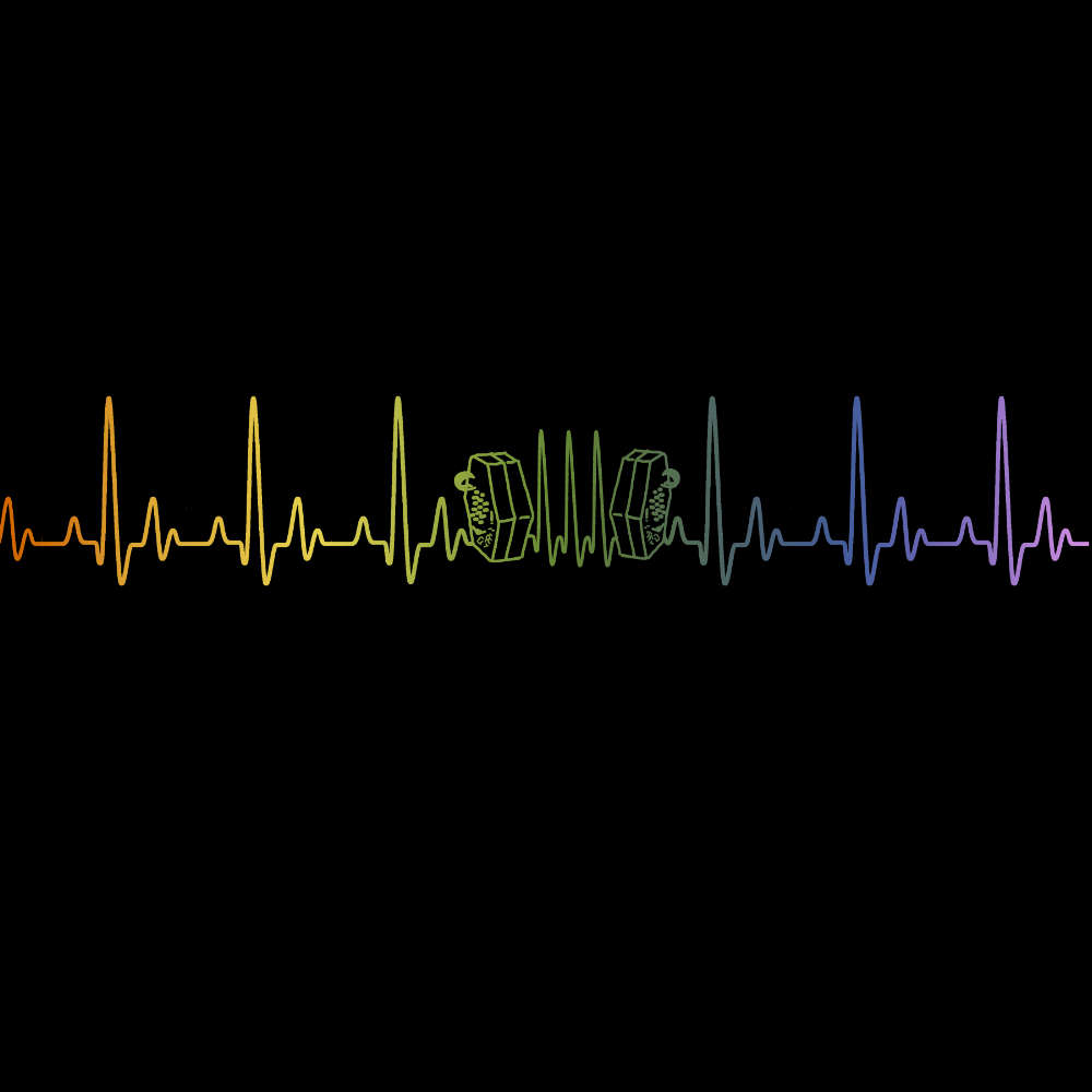 Heartbeat Concertina in Rainbow Colours Hoodie-Hoodie-Mudchutney