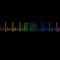 update alt-text with template Rainbow Coloured Heartbeat Melodeon Fitted T-shirt - T-shirt - Black - Mudchutney