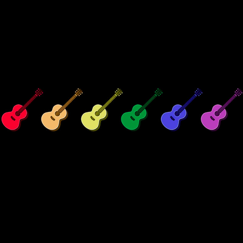 Rainbow of Coloured Guitars T-Shirt - T-shirt - - Mudchutney