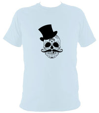 Skull in Top Hat T-shirt - T-shirt - Light Blue - Mudchutney