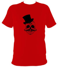 Skull in Top Hat T-shirt - T-shirt - Red - Mudchutney